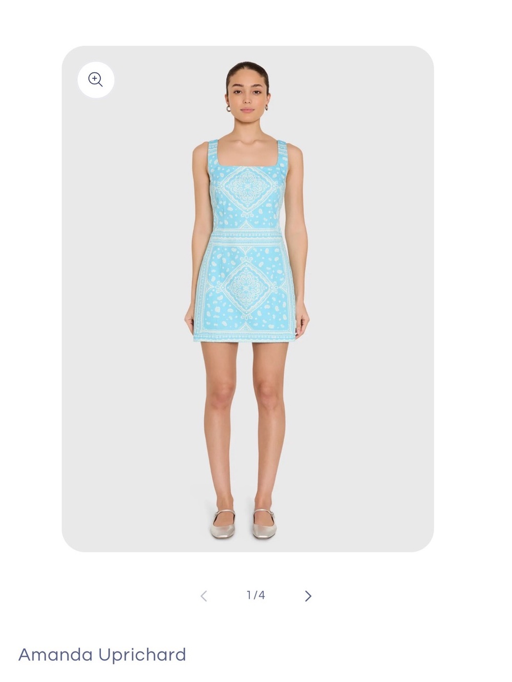 Amanda Uprichard Aqua Bandana-Print Mini Dress S NWT Augustine Dress